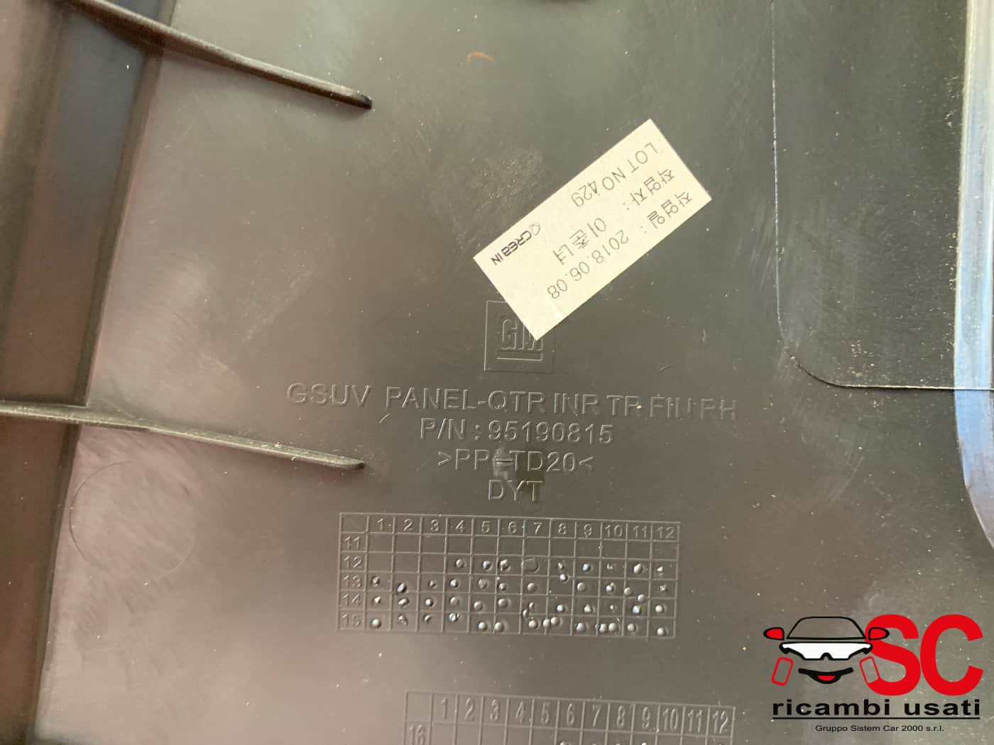 PANNELLO INTERNO BAGAGLIAIO OPEL Mokka X 95190819 (16>)