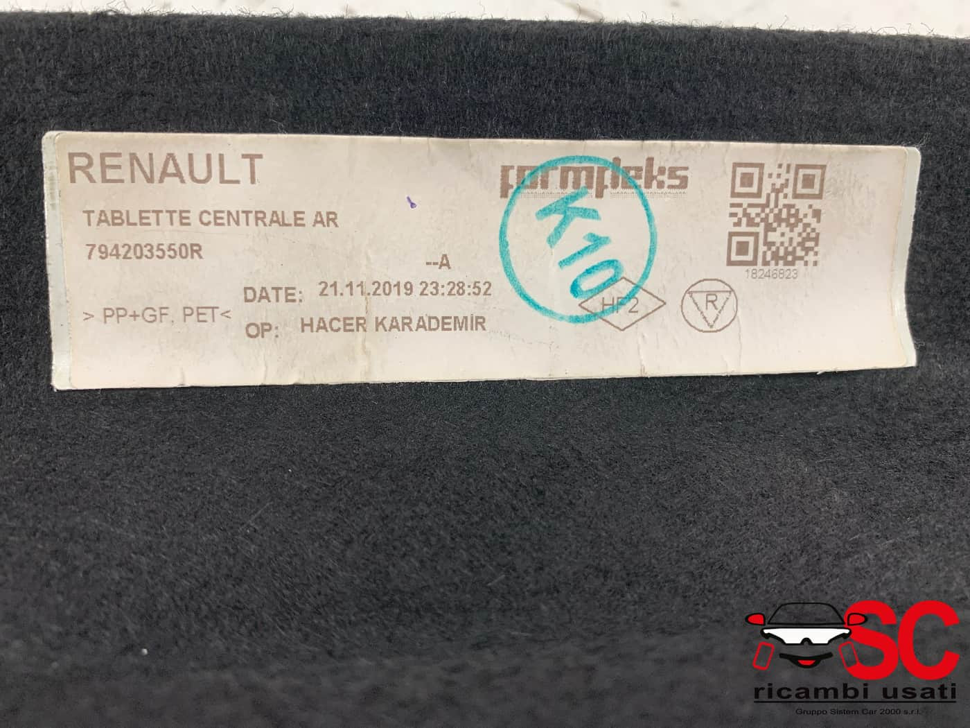CAPPELLIERA POSTERIORE RENAULT CLIO Serie V 794203550R (19>)
