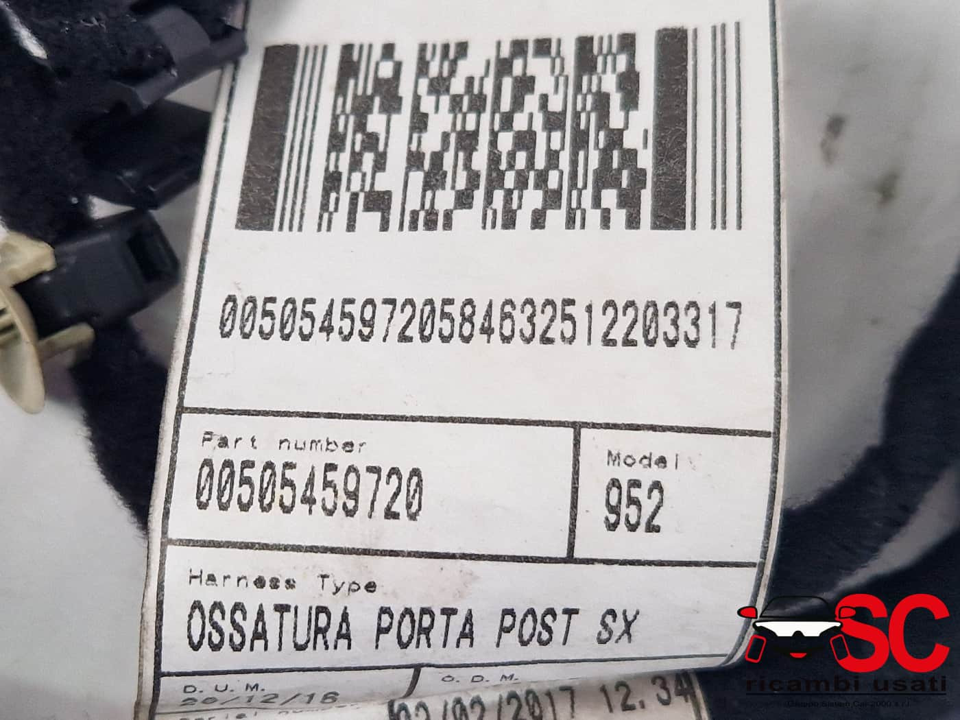 IMPIANTO ELETTRICO (CABLAGGIO) PORTA POSTERIORE SX ALFA ROMEO Giulia Serie (952_) 50545972 (16>)