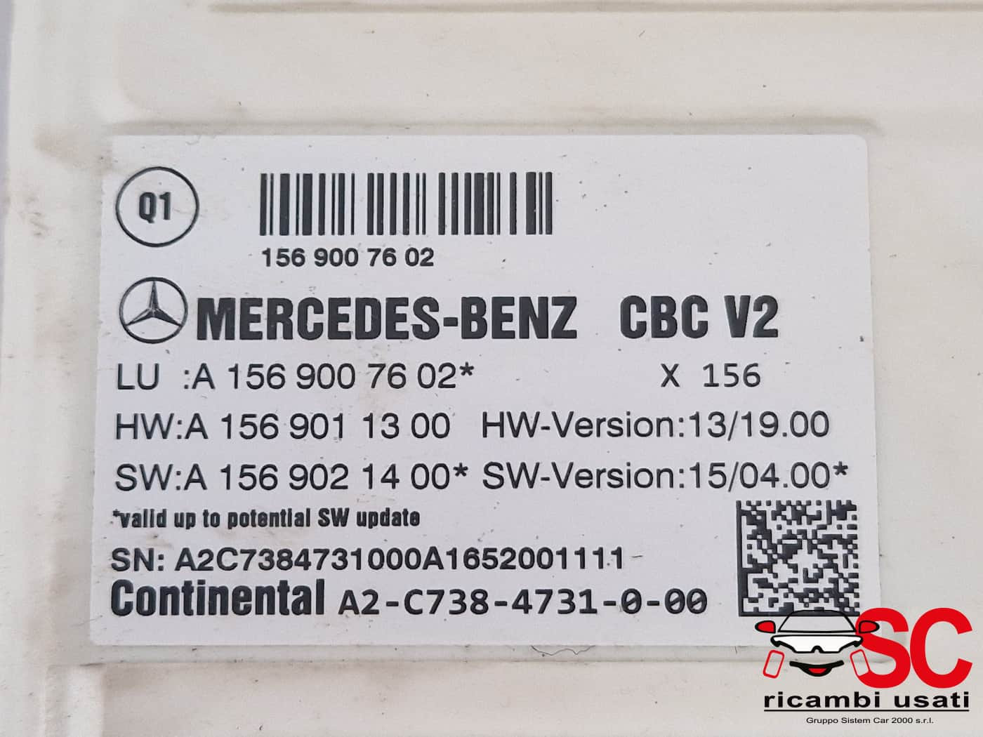 BODY COMPUTER MERCEDES Classe A Serie (W176) A1569007602 (12>18)