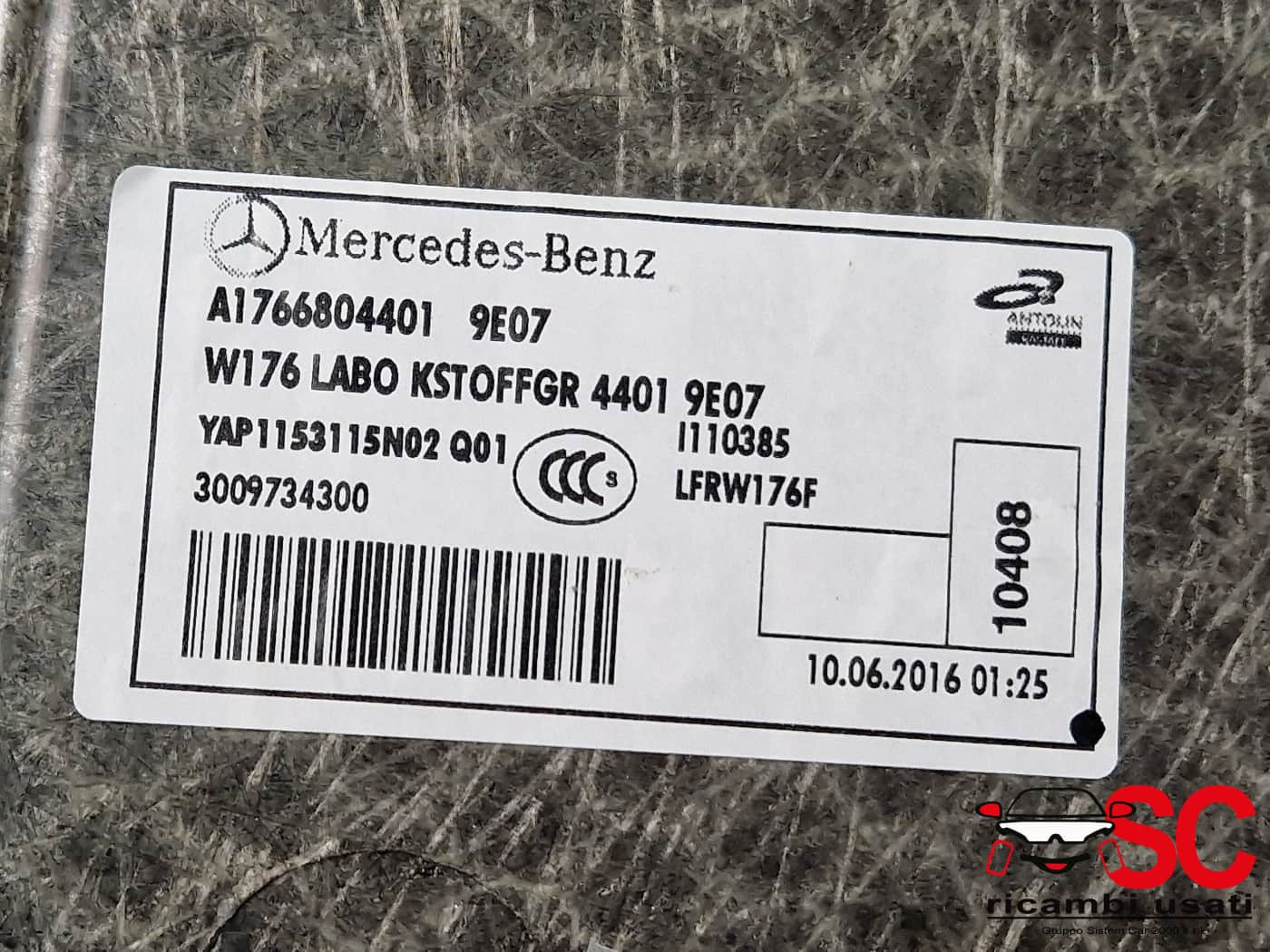 PANNELLO INTERNO BAGAGLIAIO MERCEDES Classe A Serie (W176) A1766804401 (12>18)