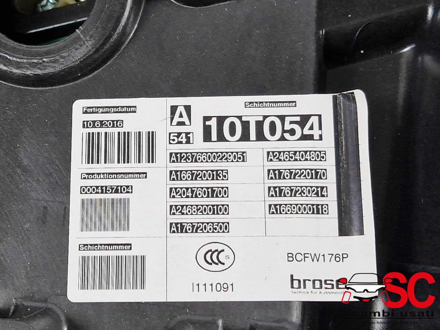 MECCANISMO ALZAVETRO ANT. SX MERCEDES Classe A Serie (W176) A1767206500 (12>18)