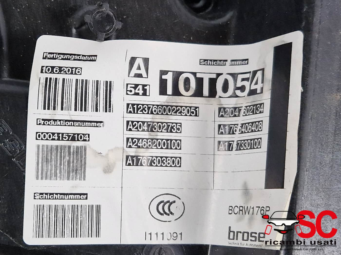 MECCANISMO ALZAVETRO POST. SX MERCEDES Classe A Serie (W176) A1767303800 (12>18)