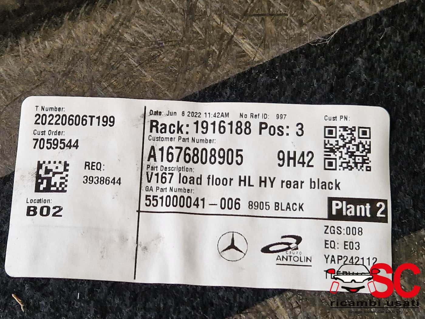 PANNELLO INTERNO BAGAGLIAIO MERCEDES GLE W167 A1676808905 (18>)