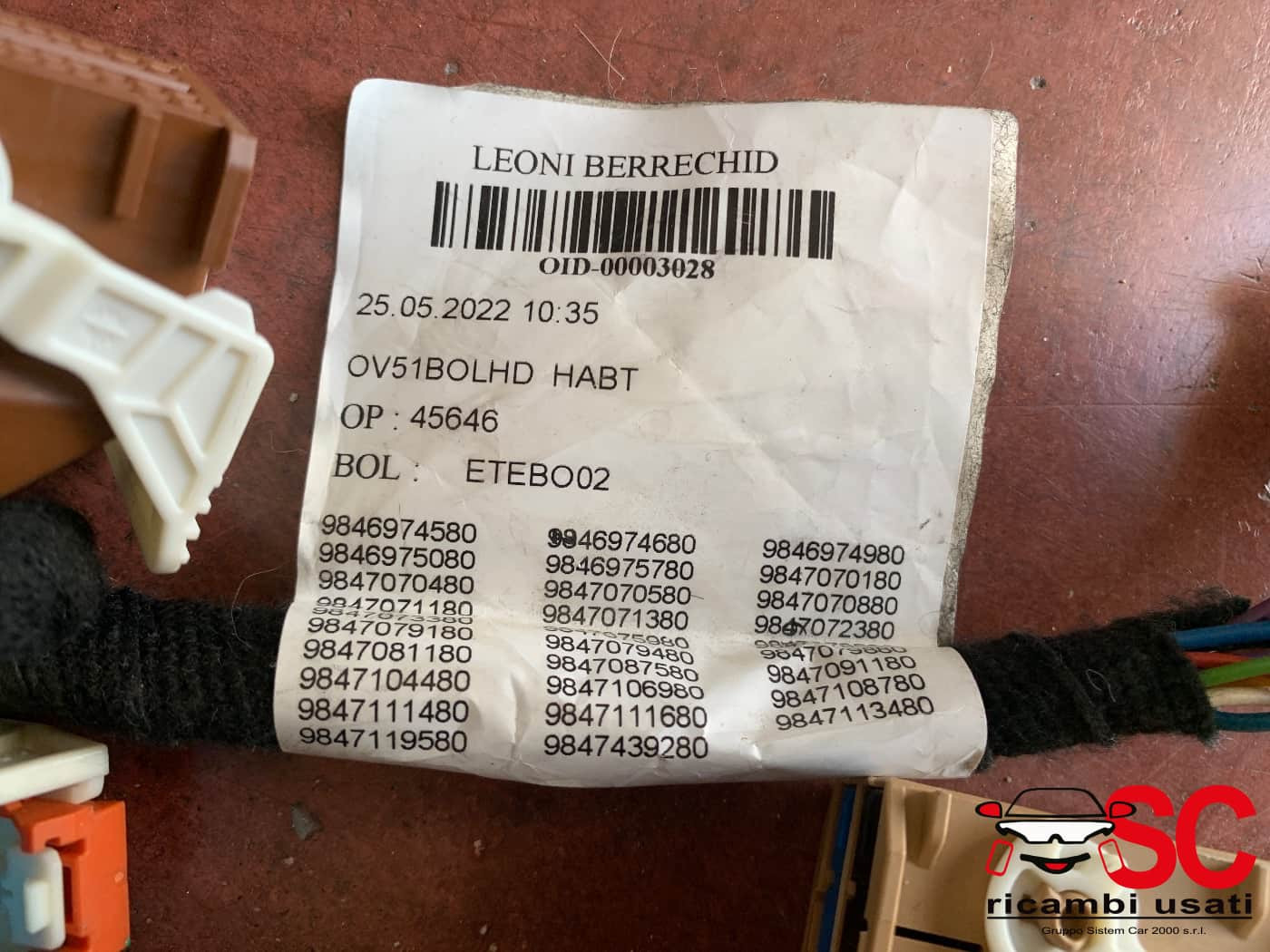 CABLAGGIO INTERNO ABITACOLO OPEL Astra L Serie diesel