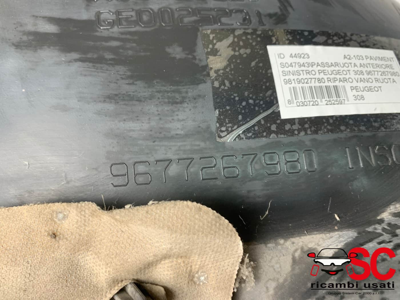 PASSARUOTA ANT SX PEUGEOT 308 2° Serie 9677267980 (13>)