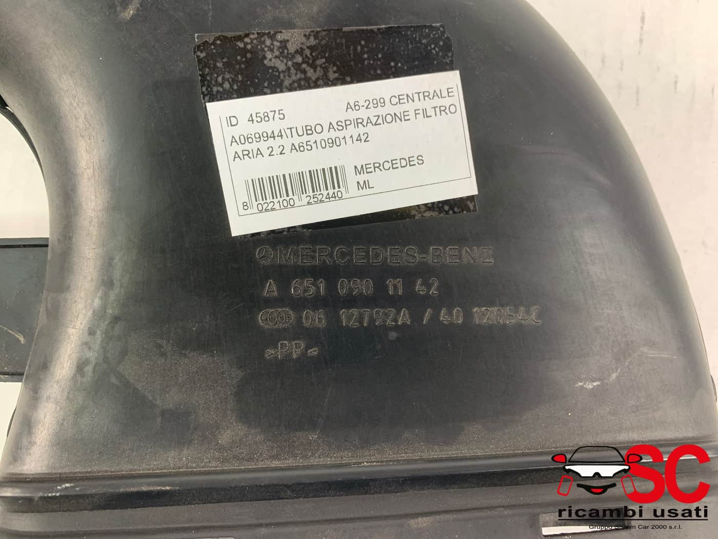 A6510901142 TUBO ASPIRAZIONE FILTRO ARIA MERCEDES ML W166 4° Serie diesel