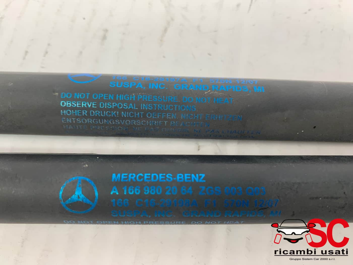 COPPIA MOLLE COFANO BAULE MERCEDES ML W166 4° Serie A1669802064 A1669802064 (11>)