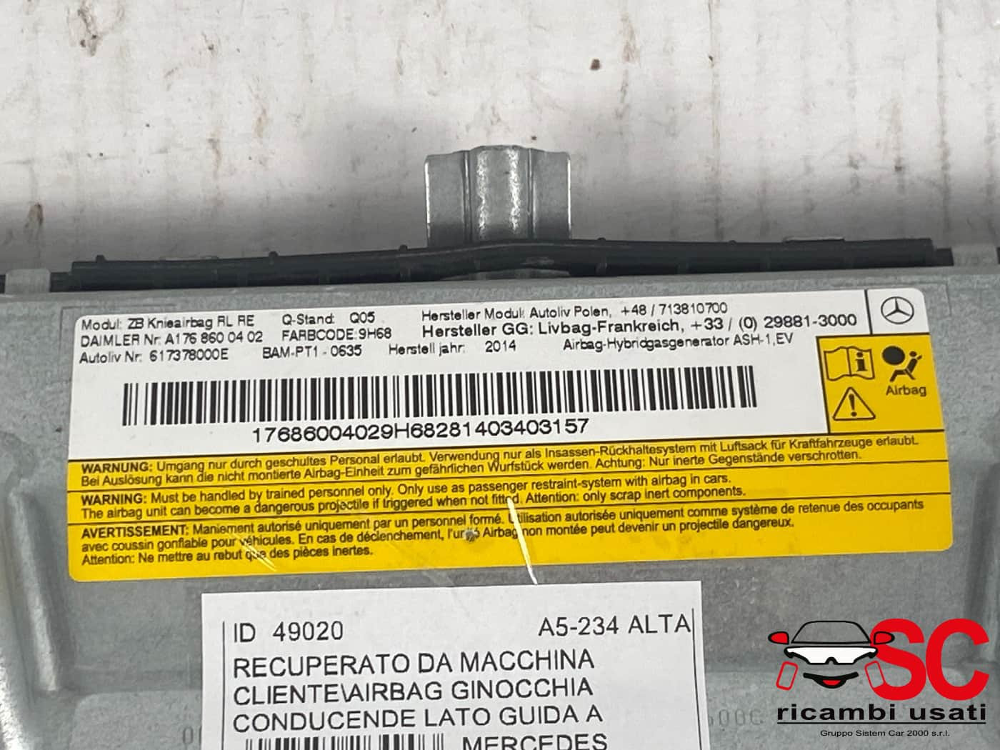 AIRBAG GINOCCHIA MERCEDES GLA Serie (H247) A1768600402 (20>)