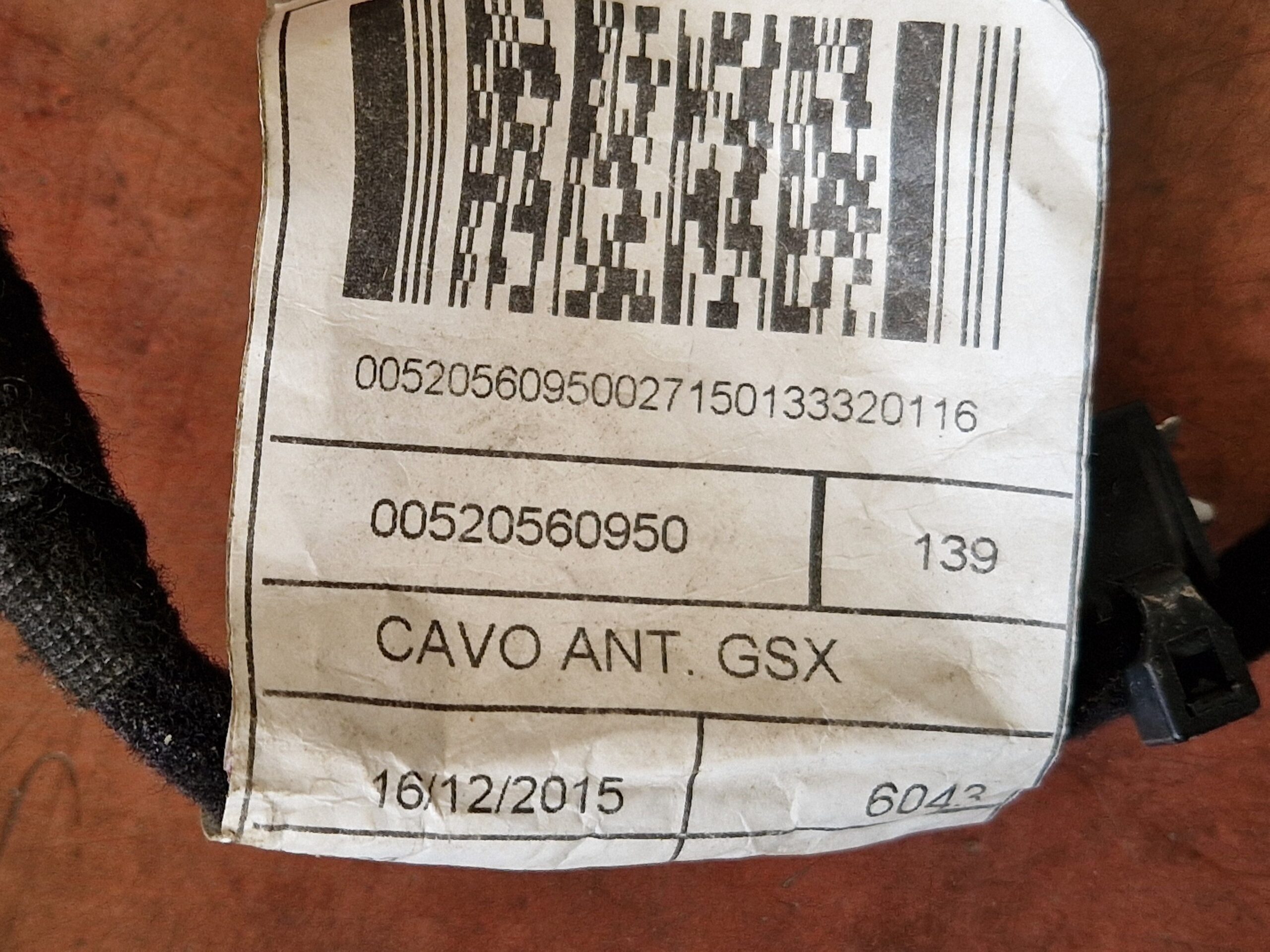 52056095 CABLAGGIO VANO MOTORE FIAT Panda 3° Serie Diesel 1.3