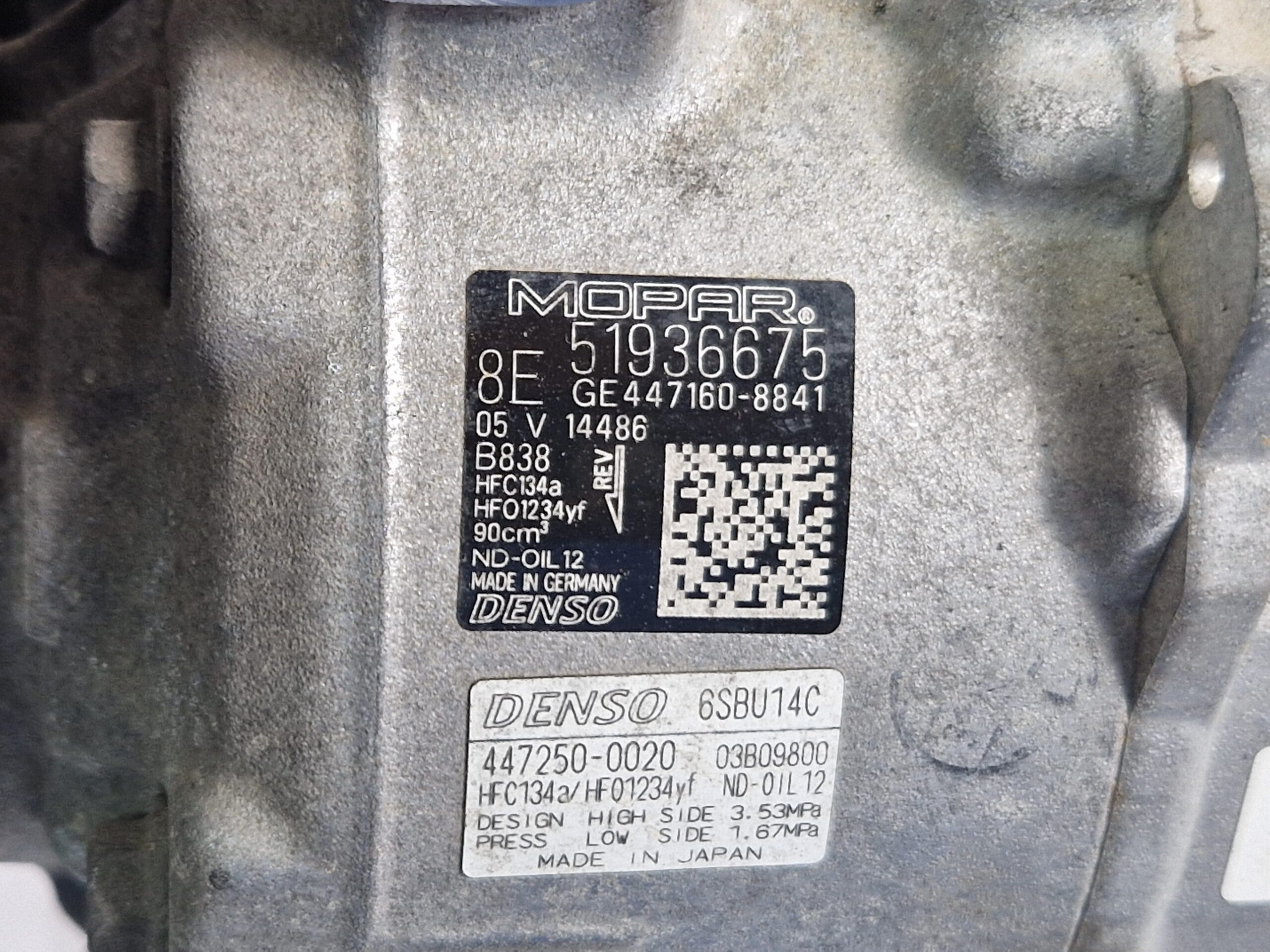 51936675 COMPRESSORE A/C JEEP Renegade Serie Diesel 2.0 55263087