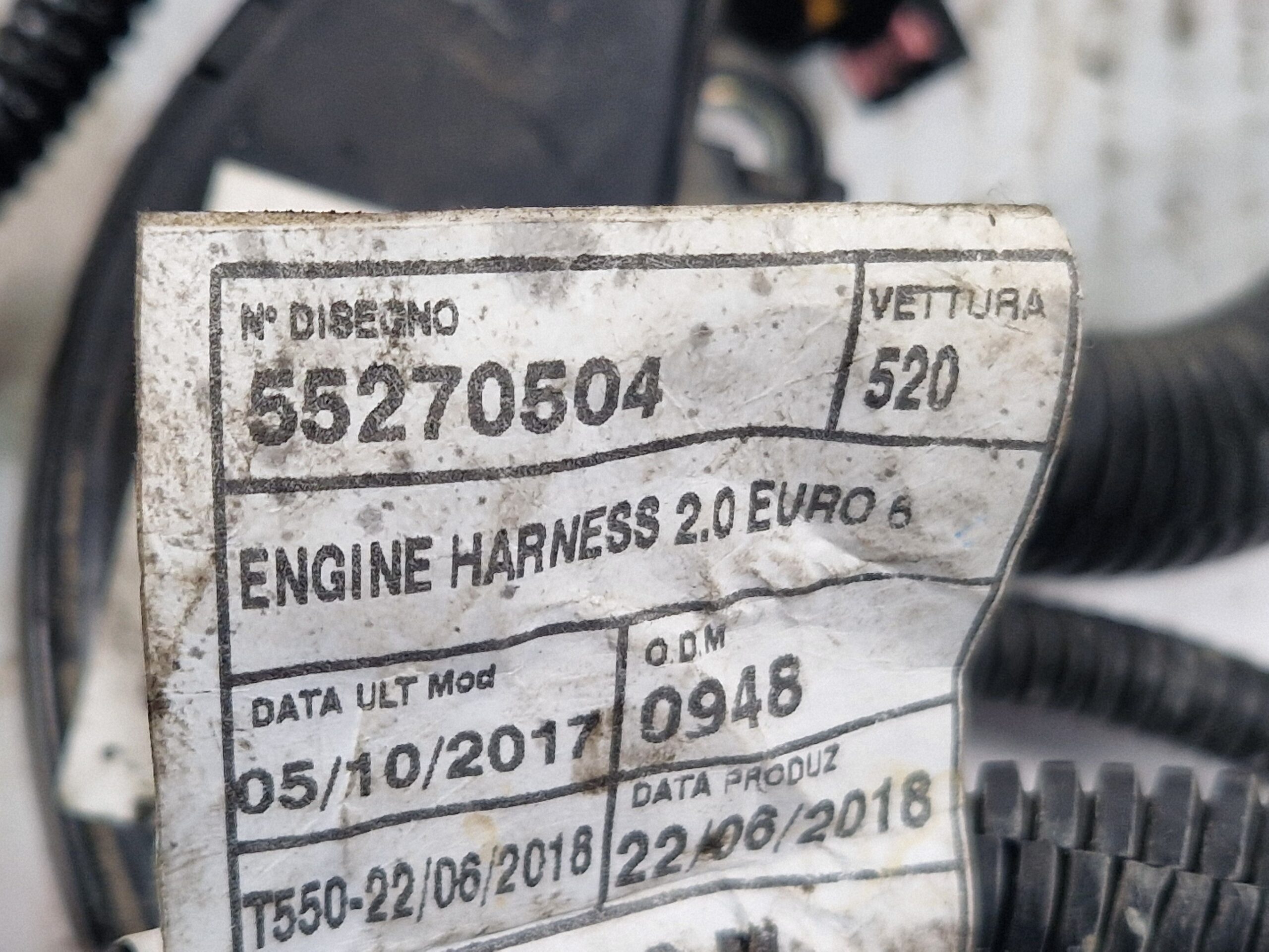 55270504 CABLAGGIO ELETTRICO MOTORE JEEP Renegade Serie Diesel 2.0 55263087