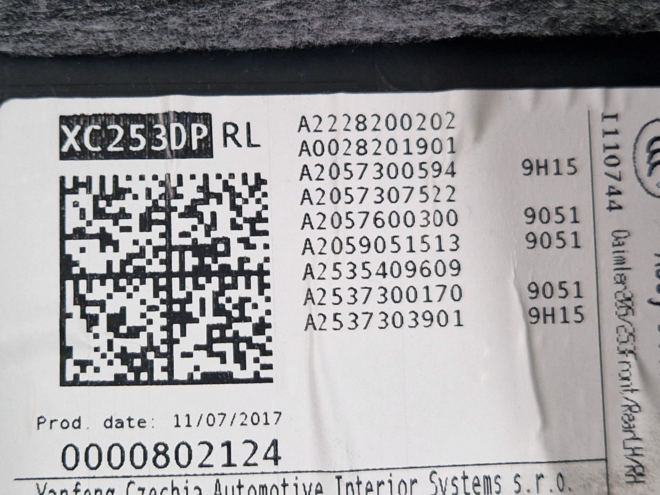 RIVESTIMENTO INTERNO PANNELLO PORTIERA POSTERIORE SINISTRA MERCEDES GLC Coupe (BM 253) (6.2016) (16>)