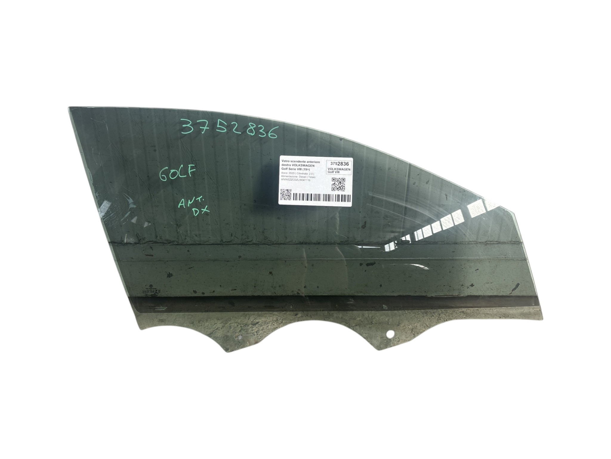 VETRO SCENDENTE ANTERIORE DESTRO VOLKSWAGEN Golf Serie VIII 5H4845202A DSU (19>)